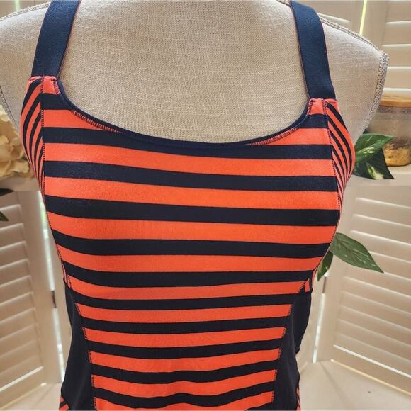 LULULEMON WORK IT OUT TANK  NAVY & ORANGE PANELED STRIPE TANK SIZE 10 - Picture 3 of 9